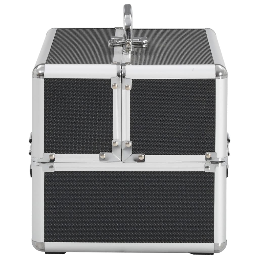 Make-up koffer 22x30x21 cm aluminium zwart - AllerleiShop