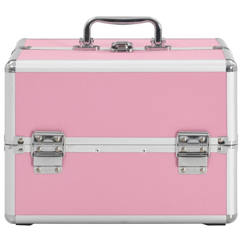 Make-up koffer 22x30x21 cm aluminium roze - AllerleiShop