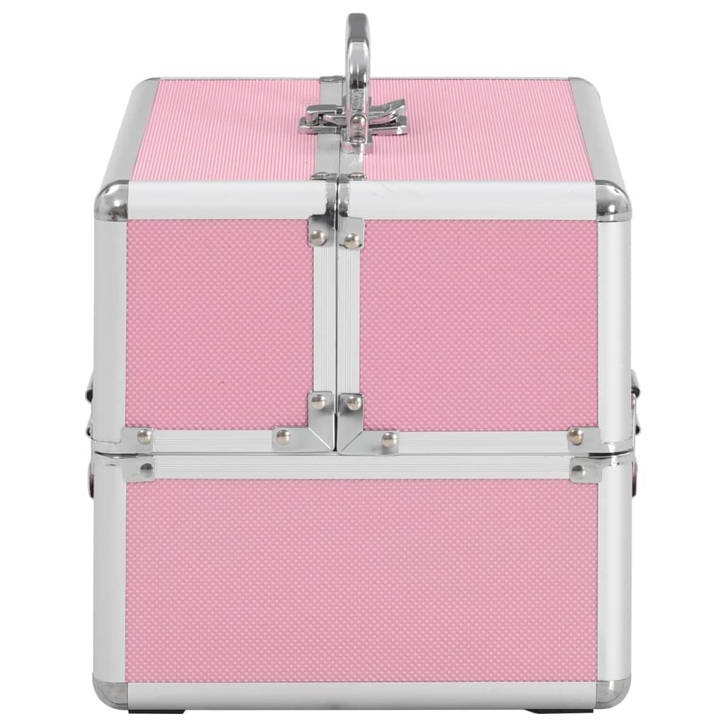 Make-up koffer 22x30x21 cm aluminium roze - AllerleiShop