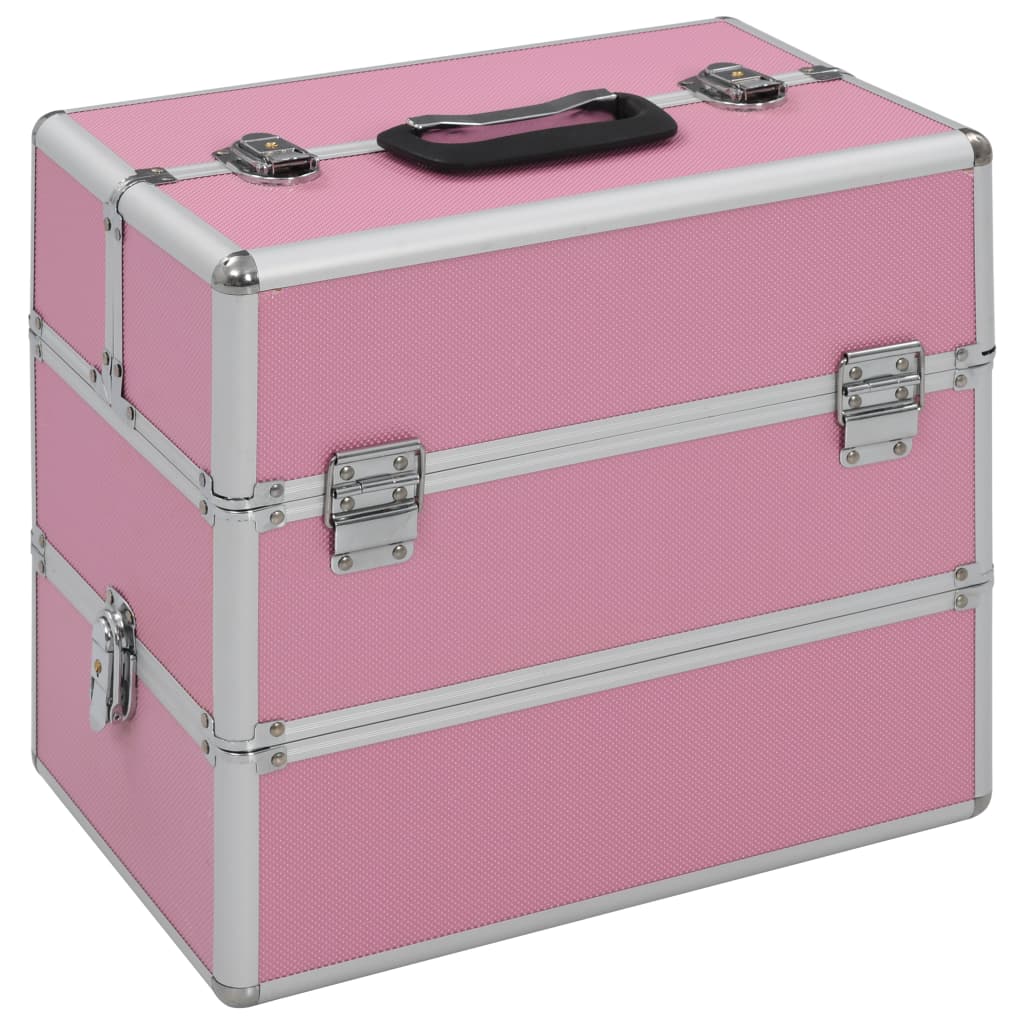 Make-up koffer 37x24x35 cm aluminium roze - AllerleiShop