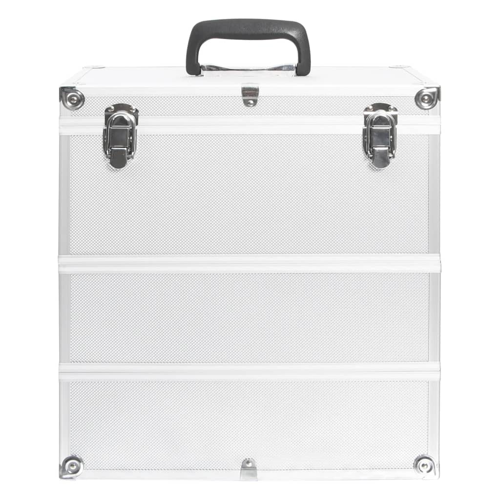 Make-up koffer 37x24x40 cm aluminium zilverkleurig - AllerleiShop