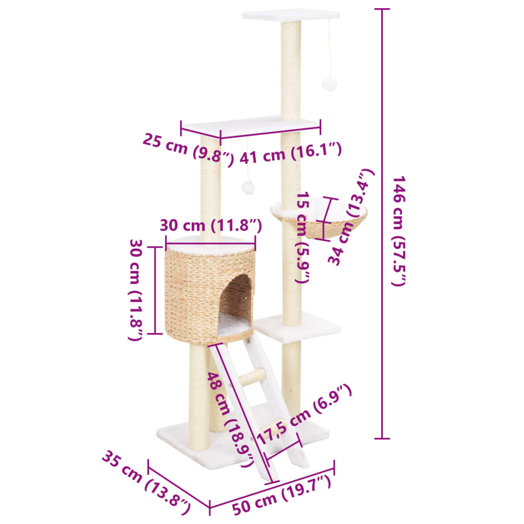 Kattenkrabpaal met sisal krabpaal zeegras