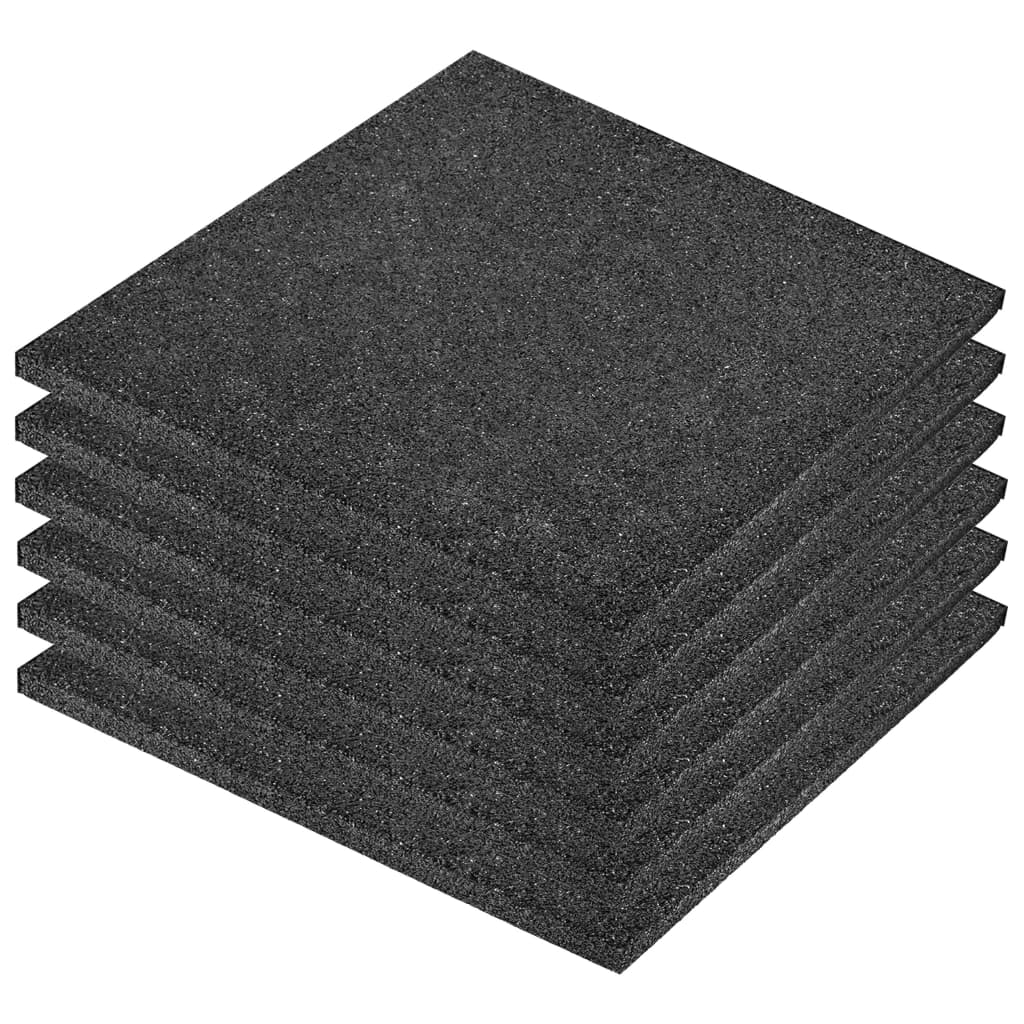 Valtegel 6 st 50x50x3 cm rubber zwart