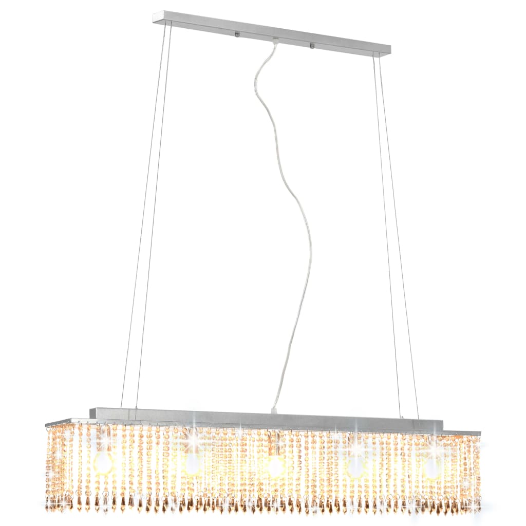 Plafondlamp met kristallen kralen 104 cm zilverkleurig - AllerleiShop