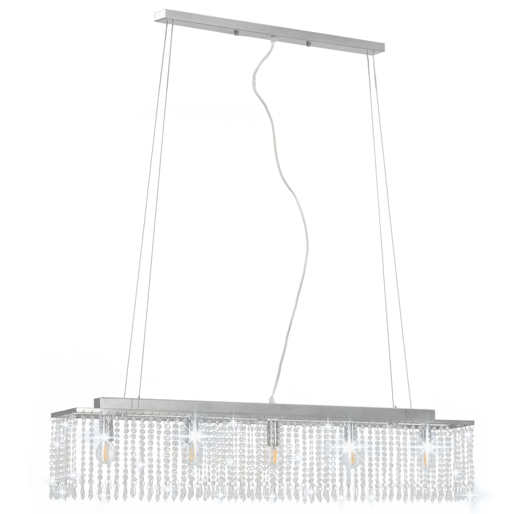 Plafondlamp met kristallen kralen 104 cm zilverkleurig - AllerleiShop