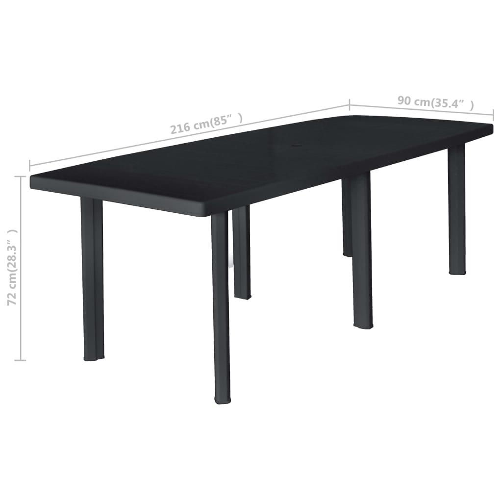 Tuintafel 216x90x72 cm kunststof antraciet - AllerleiShop