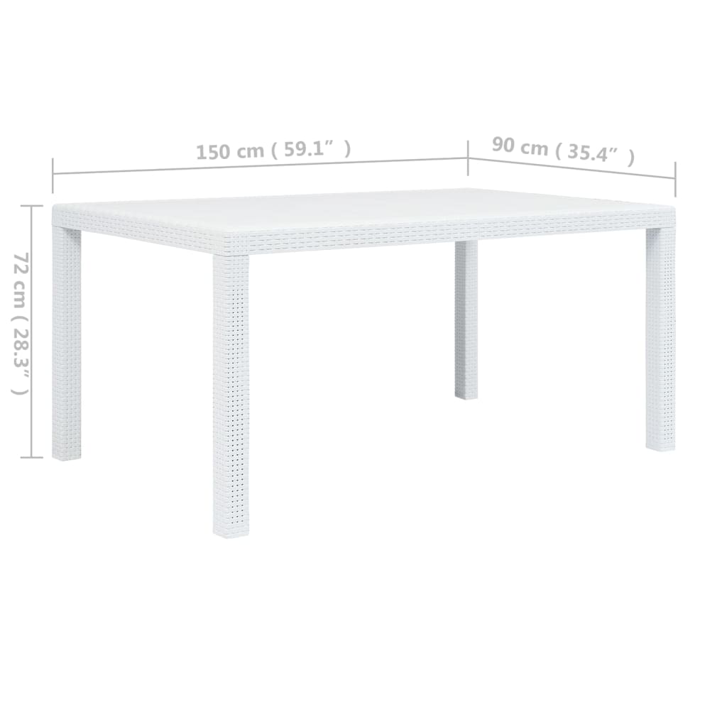 Tuintafel 150x90x72 cm rattan-look kunststof wit - AllerleiShop