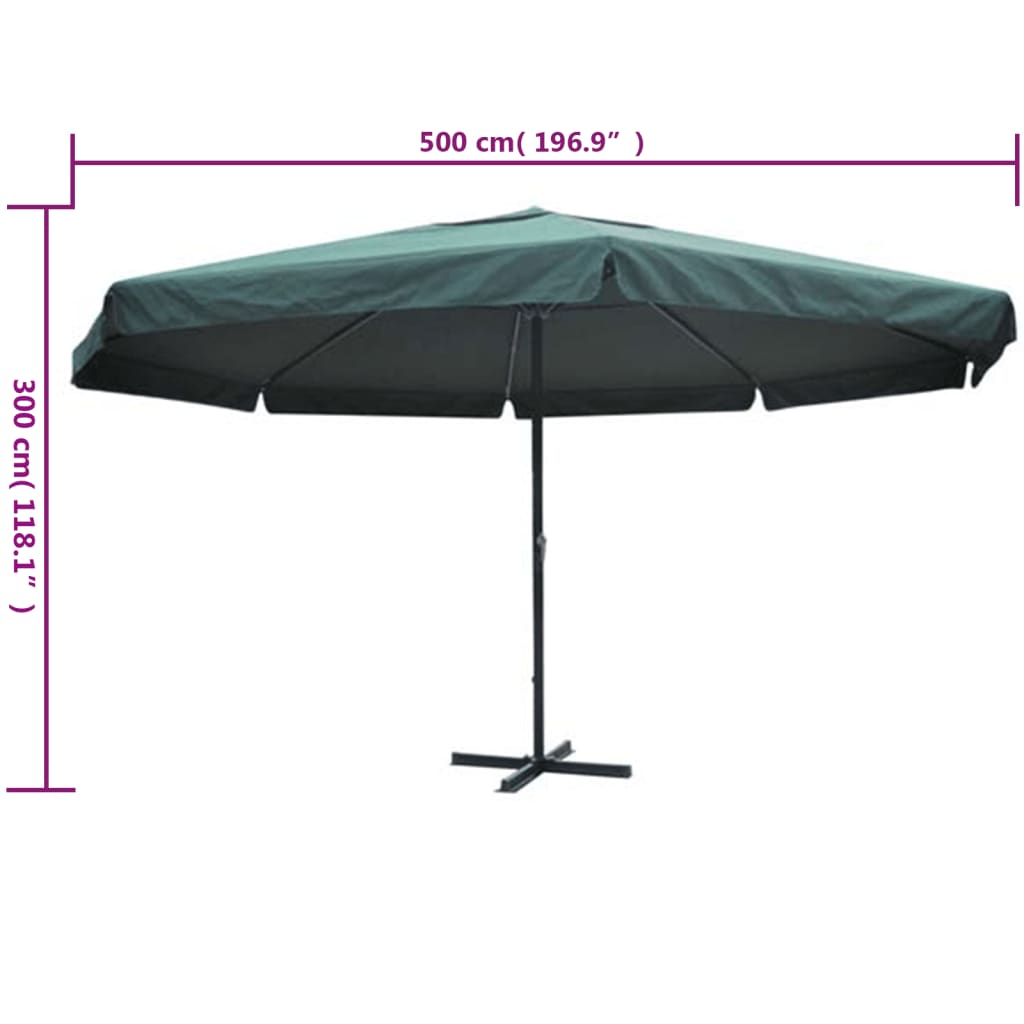 Parasol Samos 500 cm aluminium groen - AllerleiShop