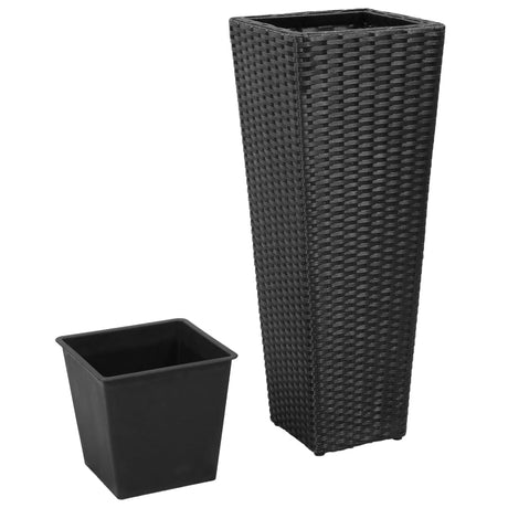 Plantenbakken verhoogd 3 st poly rattan zwart - AllerleiShop