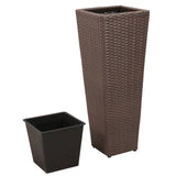 Plantenbakken verhoogd 3 st poly rattan bruin - AllerleiShop