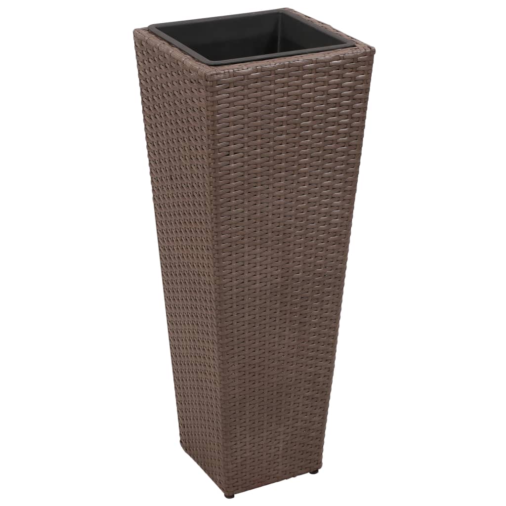 Plantenbakken verhoogd 3 st poly rattan bruin - AllerleiShop