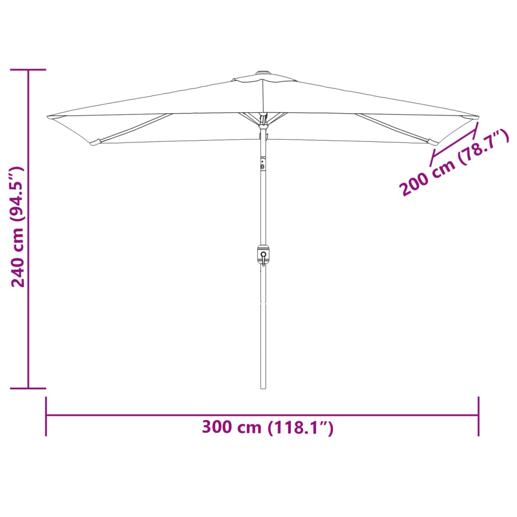 Parasol vierhoekig zandwit 200 x 300 cm