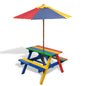 Kinderpicknicktafel met banken en parasol hout meerkleurig - AllerleiShop