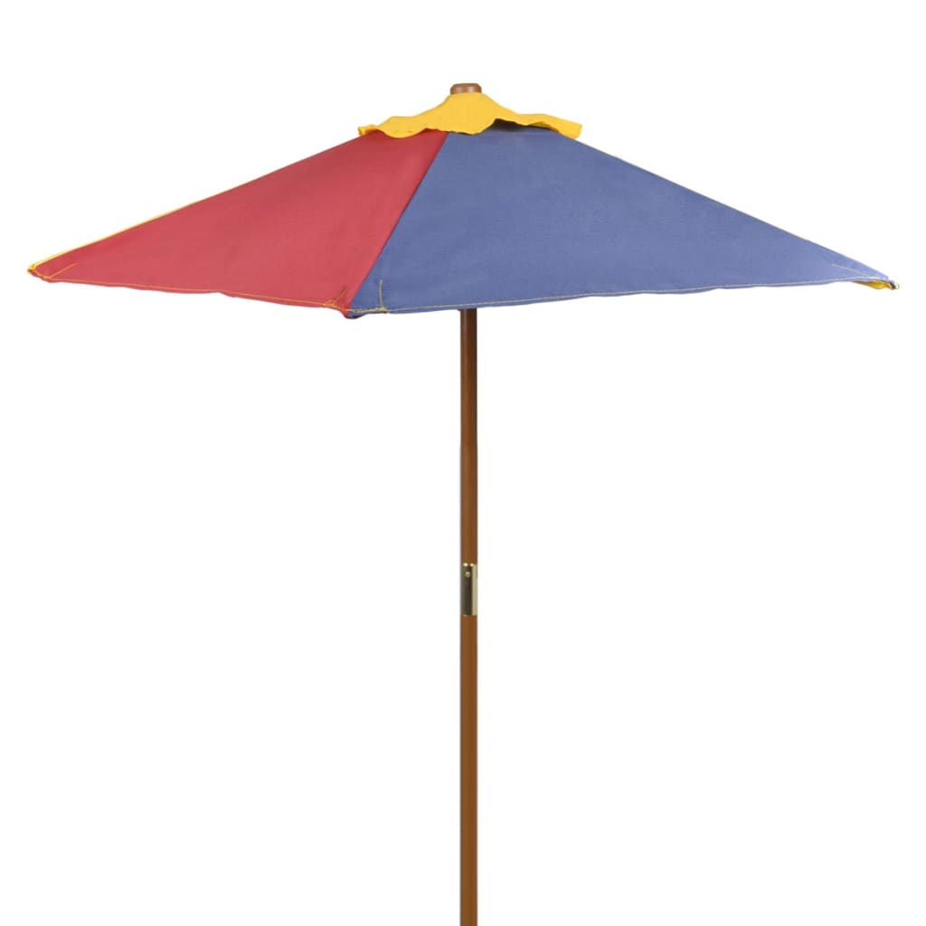 Kinderpicknicktafel met banken en parasol hout meerkleurig - AllerleiShop