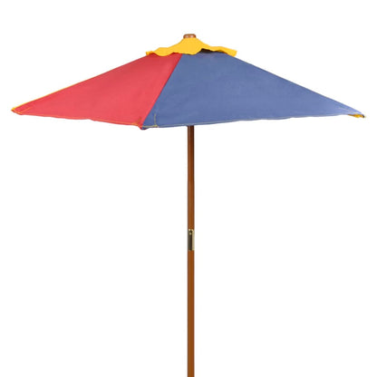 Kinderpicknicktafel met banken en parasol hout meerkleurig - AllerleiShop