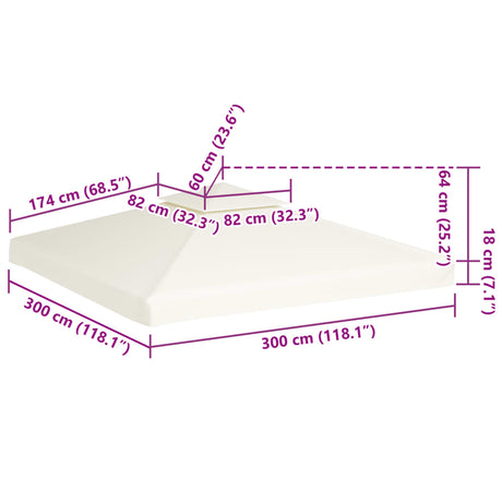 Vervangend tentdoek prieel 310 g/m² 3x3 m crèmewit - AllerleiShop