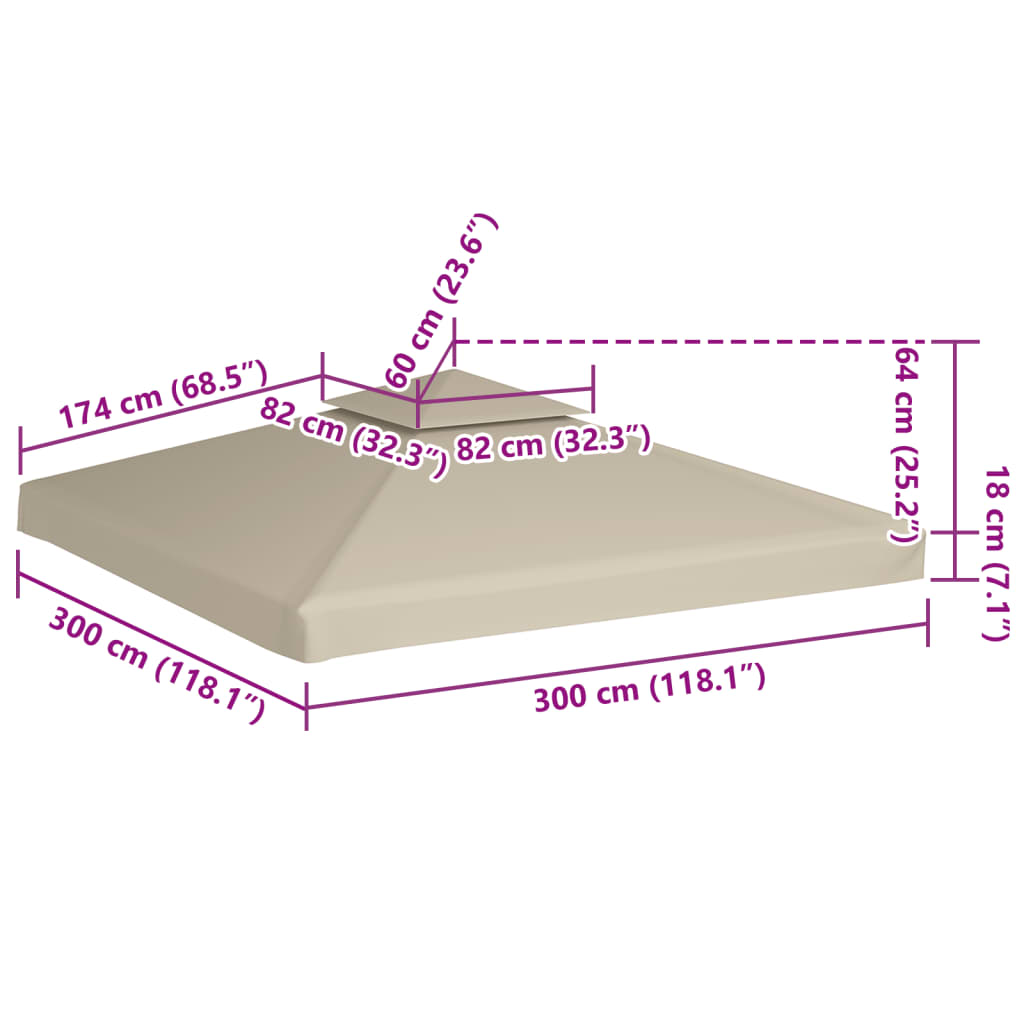 Vervangend tentdoek prieel 310 g/m² 3x3 m beige - AllerleiShop
