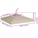 Vervangend tentdoek prieel 310 g/m² 3x3 m beige - AllerleiShop