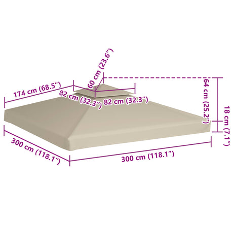 Vervangend tentdoek prieel 310 g/m² 3x3 m beige - AllerleiShop
