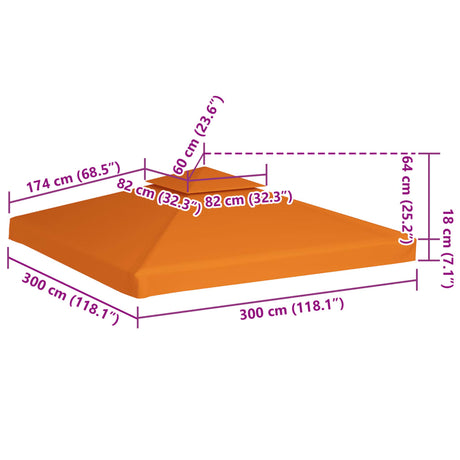 Vervangend tentdoek prieel 310 g/m² 3x3 m oranje - AllerleiShop