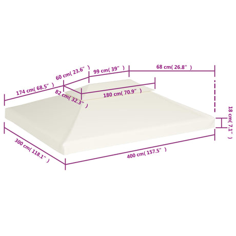 Vervangend tentdoek prieel 310 g/m² 3x4 m crèmewit - AllerleiShop