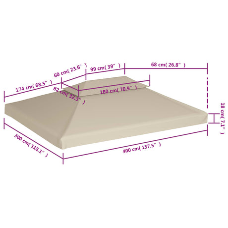 Vervangend tentdoek prieel 310 g/m² 3x4 m beige - AllerleiShop