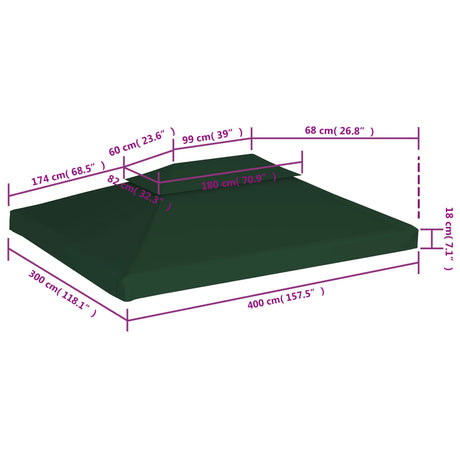 Vervangend tentdoek prieel 310 g/m² 3x4 m groen - AllerleiShop