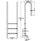 Zwembadladder met 3 sporten 120 cm roestvrij staal 304