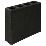 Plantenbak verhoogd met 4 potten poly rattan zwart - AllerleiShop