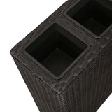 Plantenbak verhoogd met 4 potten poly rattan zwart - AllerleiShop