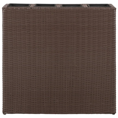 Plantenbak verhoogd met 4 potten poly rattan bruin - AllerleiShop