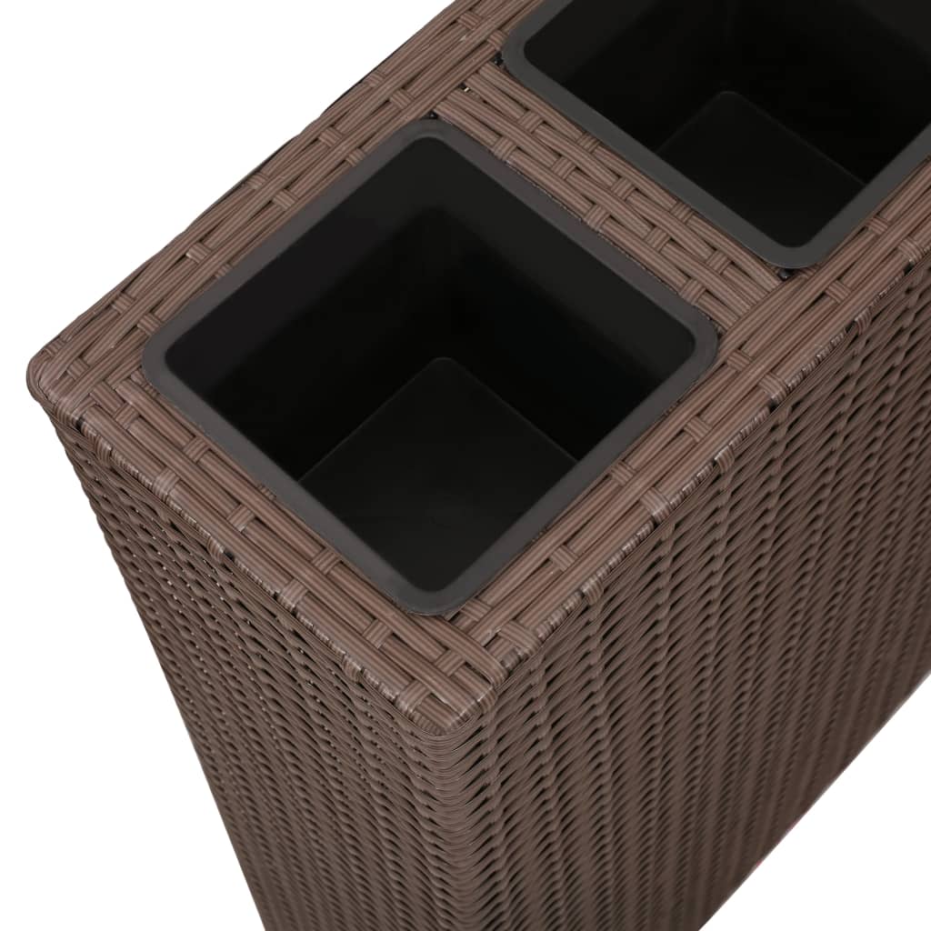 Plantenbak verhoogd met 4 potten poly rattan bruin - AllerleiShop