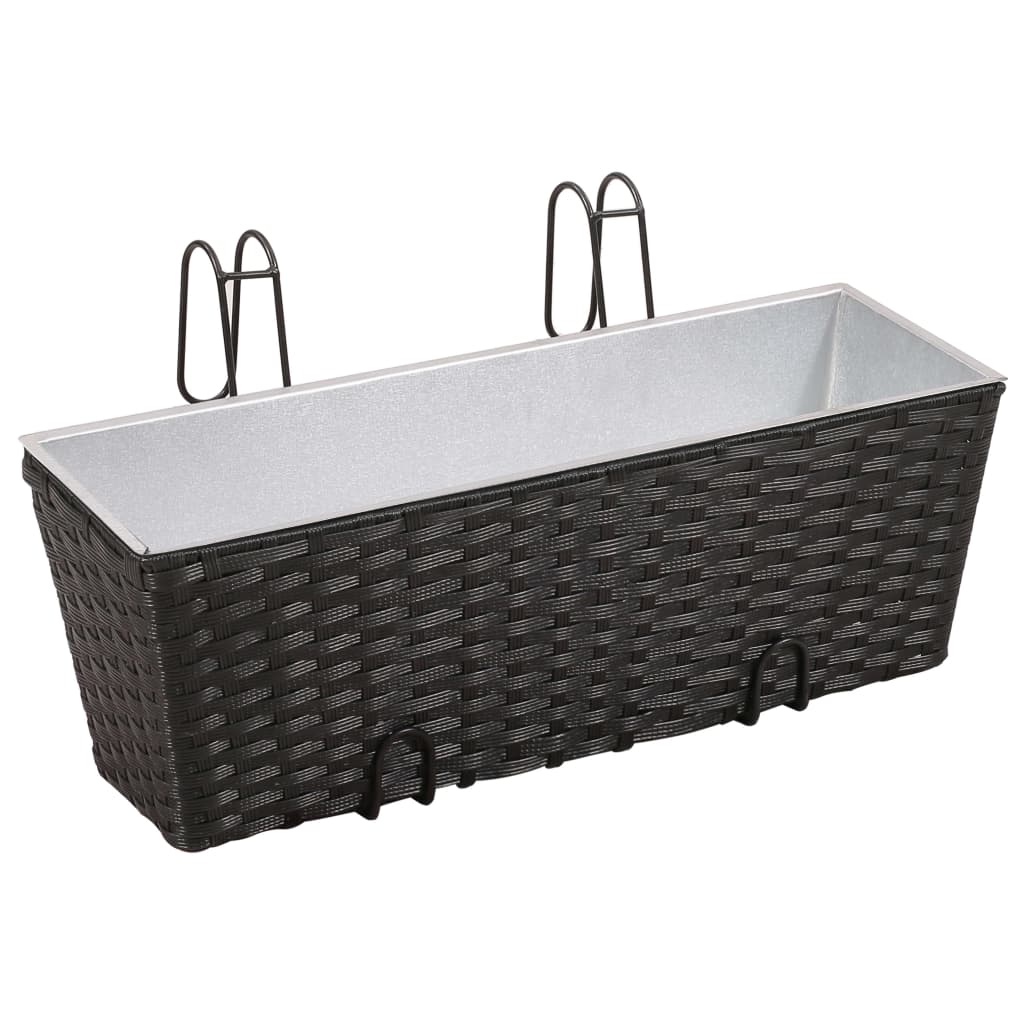 Balkonplantenbakken 2 st 50 cm rattan zwart - AllerleiShop