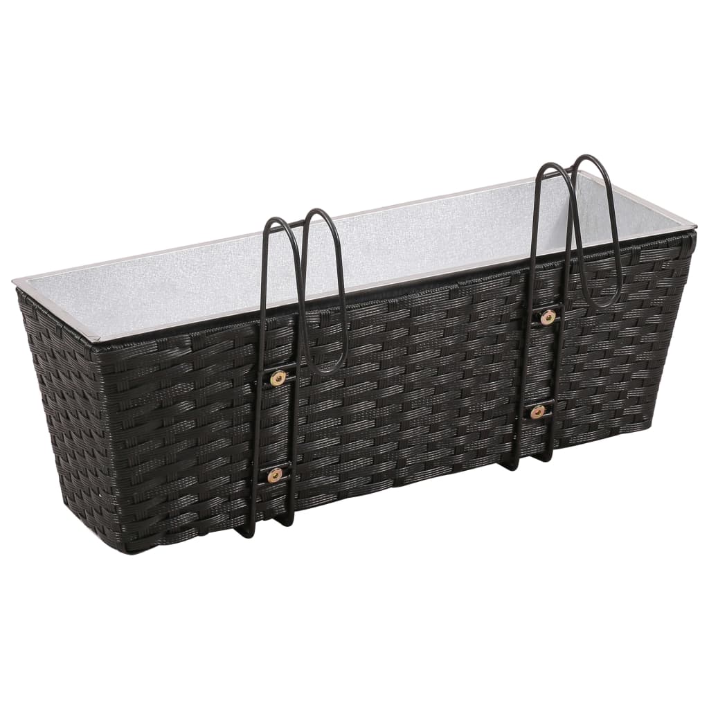 Balkonplantenbakken 2 st 50 cm rattan zwart - AllerleiShop