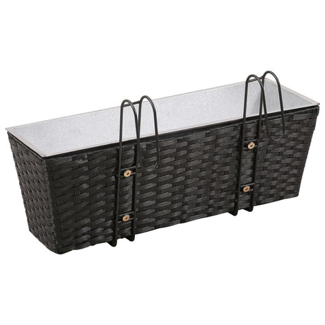 Balkonplantenbakken 2 st 50 cm rattan zwart - AllerleiShop