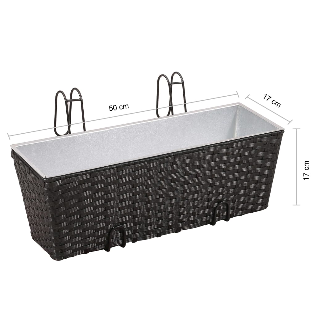 Balkonplantenbakken 2 st 50 cm rattan zwart - AllerleiShop