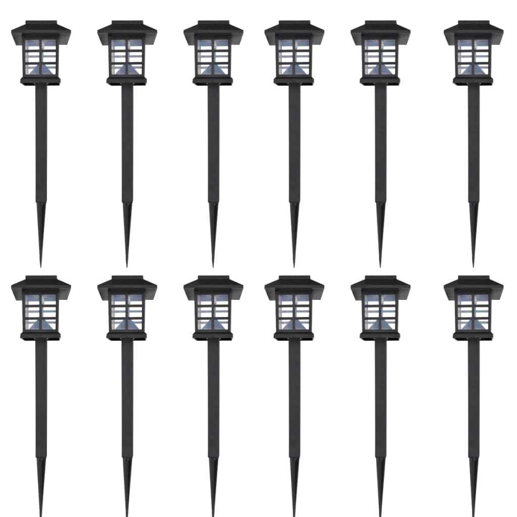 12-delige LED-tuinverlichtingsset solar met pin 8,6x8,6x38 cm - AllerleiShop