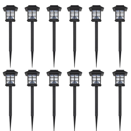 12-delige LED-tuinverlichtingsset solar met pin 8,6x8,6x38 cm - AllerleiShop