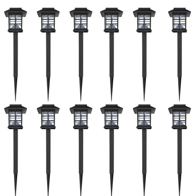 12-delige LED-tuinverlichtingsset solar met pin 8,6x8,6x38 cm - AllerleiShop