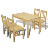 Eettafel met 4 stoelen hout naturel
