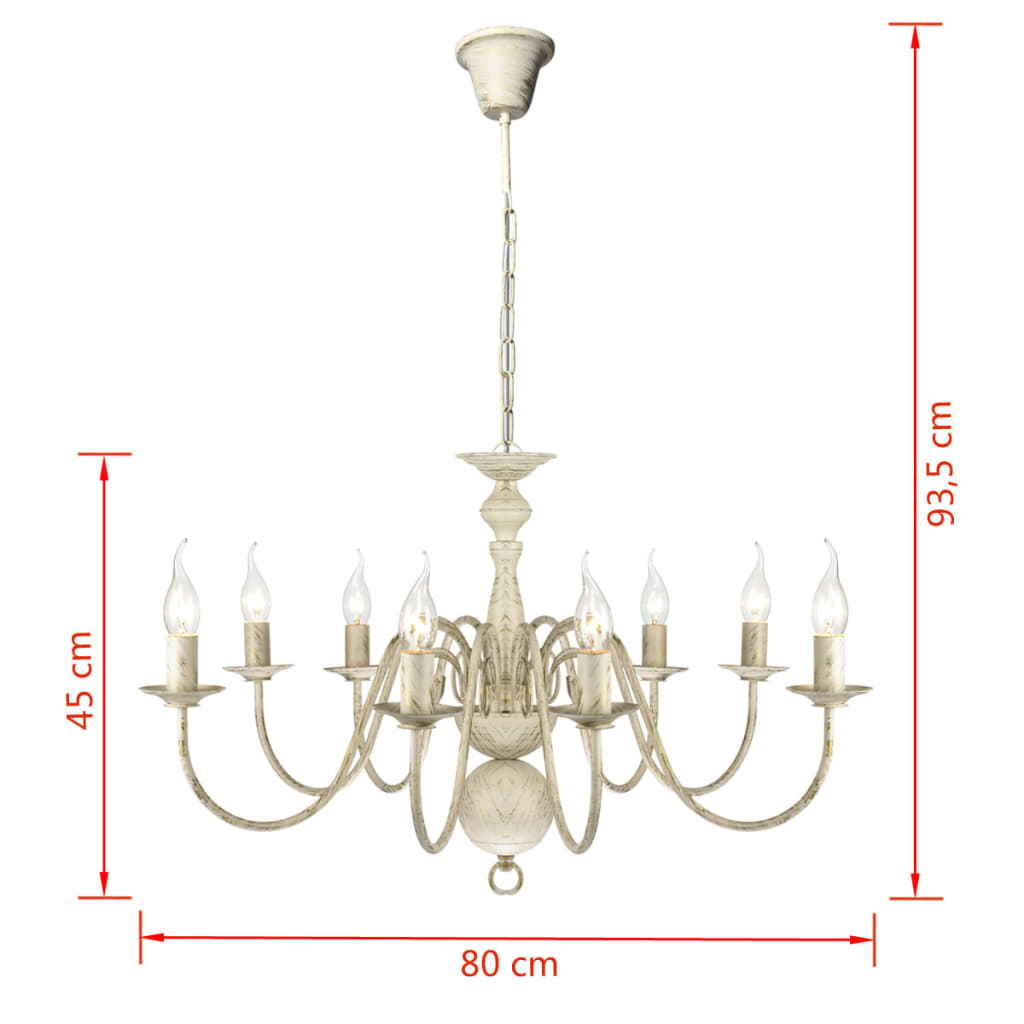 Kroonluchter wit metaal 8 x E14 lampen