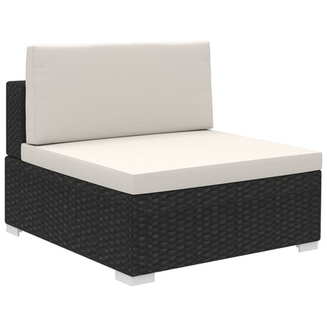 6-delige Loungeset met kussens poly rattan zwart - AllerleiShop