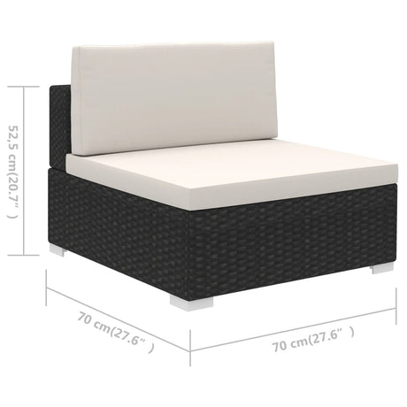 6-delige Loungeset met kussens poly rattan zwart - AllerleiShop