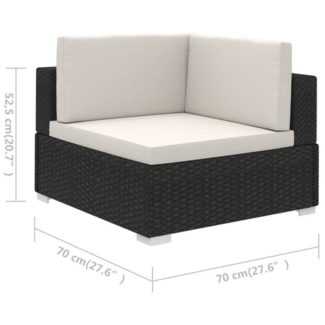 6-delige Loungeset met kussens poly rattan zwart - AllerleiShop