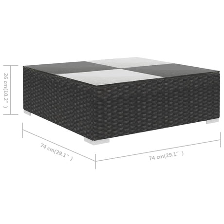 6-delige Loungeset met kussens poly rattan zwart - AllerleiShop
