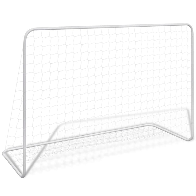 Voetbaldoel met net 182x61x122 cm staal wit