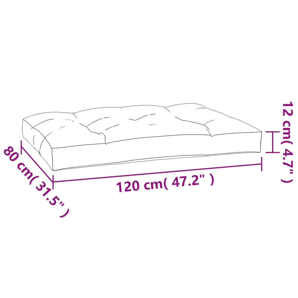 Palletkussen 120 x 80 x 12 cm stof grijs - AllerleiShop