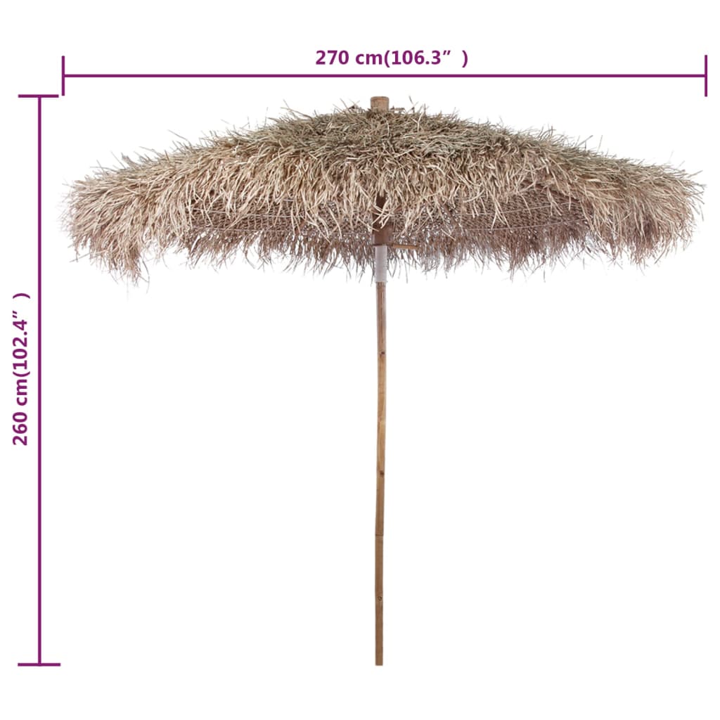 Parasol van bamboe met dak van bananenbladeren 270 cm - AllerleiShop