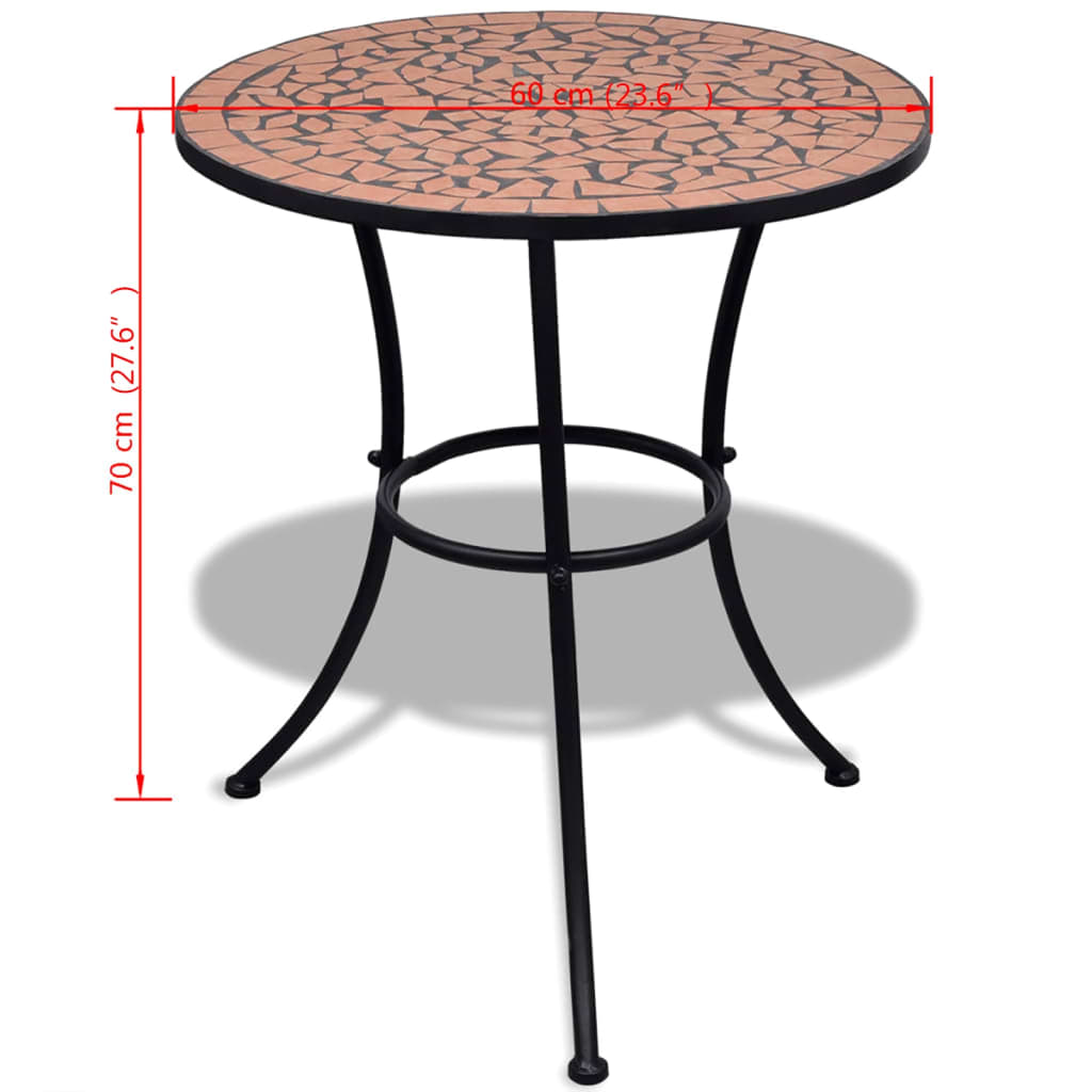 Bistrotafel 60 cm mozaïek terracottakleurig - AllerleiShop