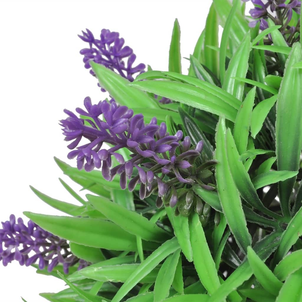 2-delige Kunstbuxussenset bolvormig met lavendel 28 cm - AllerleiShop